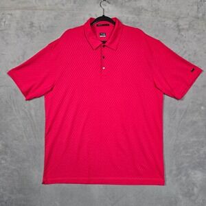 Vintage Tiger Woods collection Polo Mens XL‎ Nike Fit Dri Red Striped Y2K